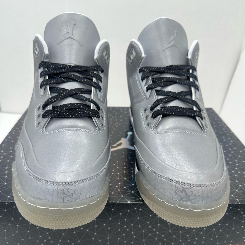 AIR JORDAN 3 5Lab3 ‘Reflective Silver’ Leather Sneakers Size U.S 12